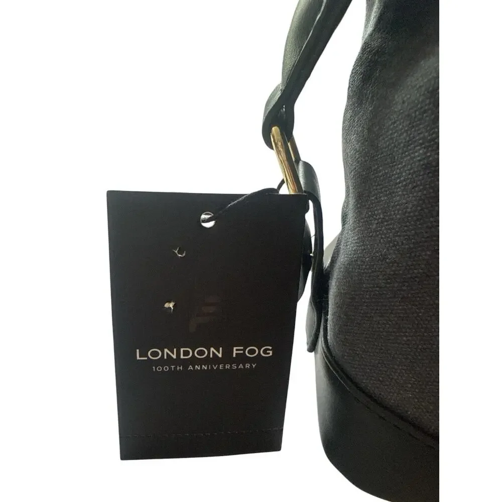 London Fog Canvas Cosmetic Case Travel Bag Toiletries Shave Dark Gray Denim New
